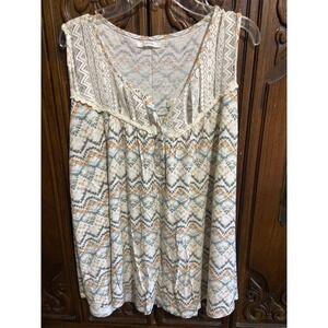 Maurices Womens Geometric Chevron Lace Crochet Sleeveless Boho Tank Top Multi